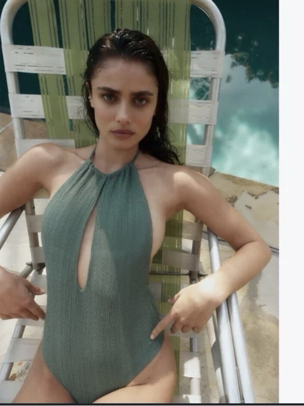 NWOT Zara Textured Halter One Piece Swimsuit L